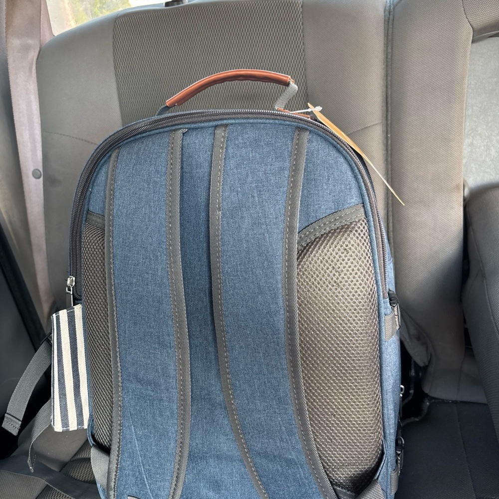 Stylish Blue and Brown Backpack by Sunflora - Picture 2 of 3